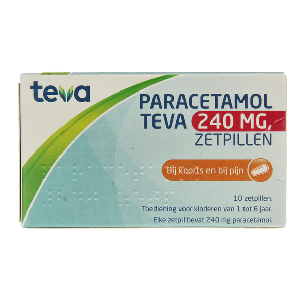 Teva Paracetamol 240 mg 10.00 Zetpillen