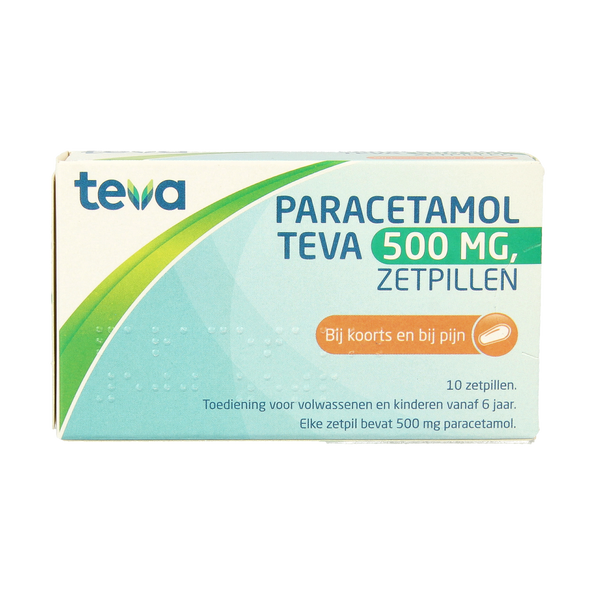 Teva Paracetamol 500mg 10.00 Zetpillen