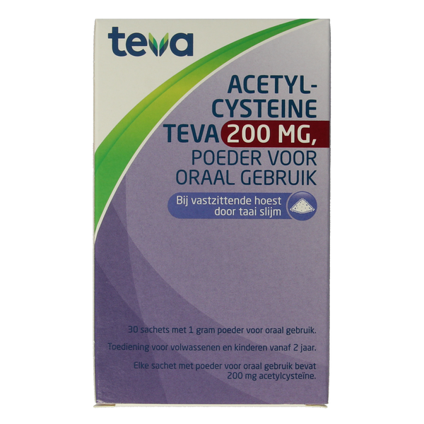 Teva Acetylcysteine 200mg poeder 30.00 Sachets