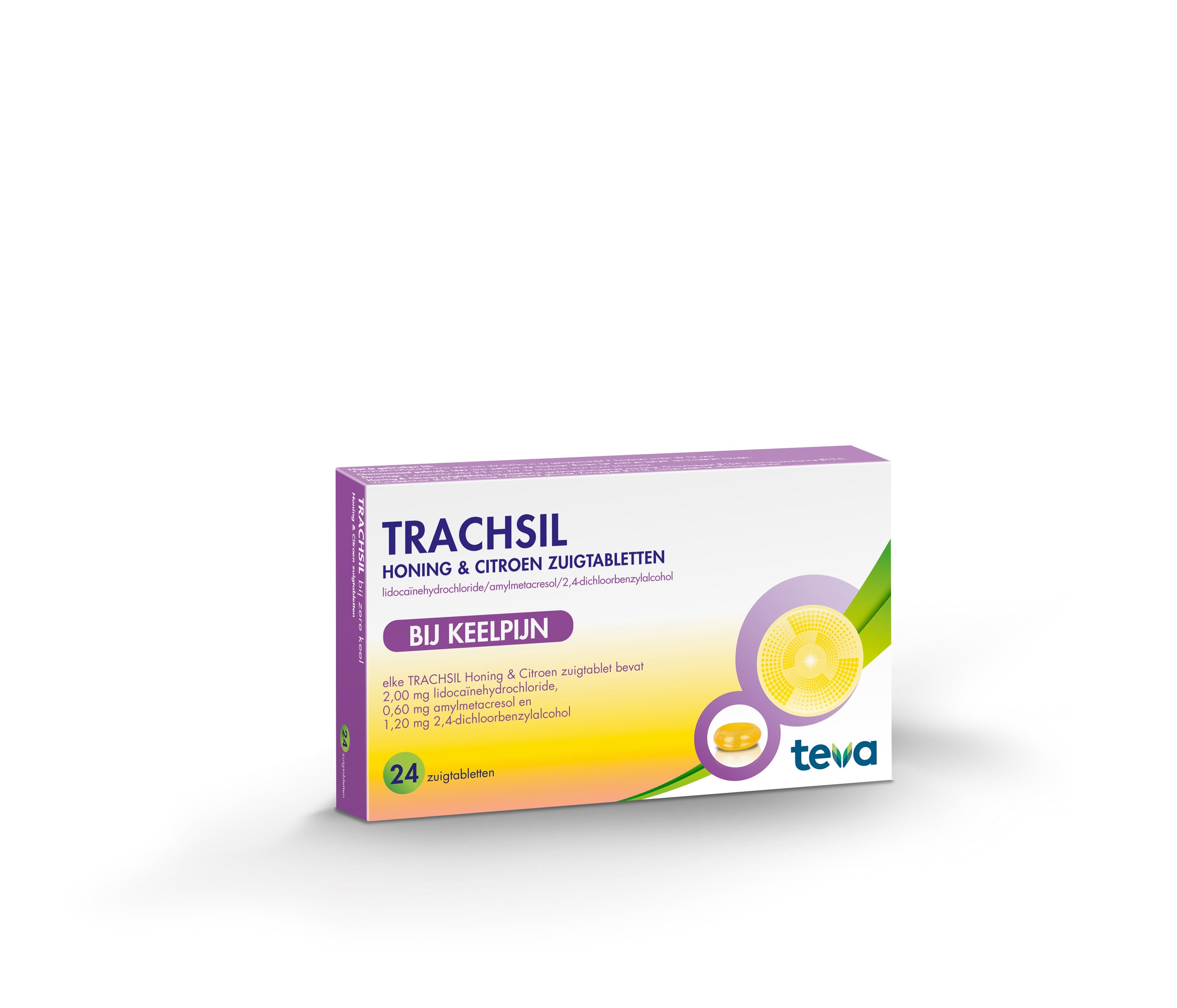 Teva Trachsil honing & citroen 24 Zuigtabletten
