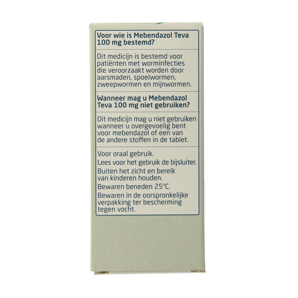 Teva Mebendazol 100mg 6.00 Stuks