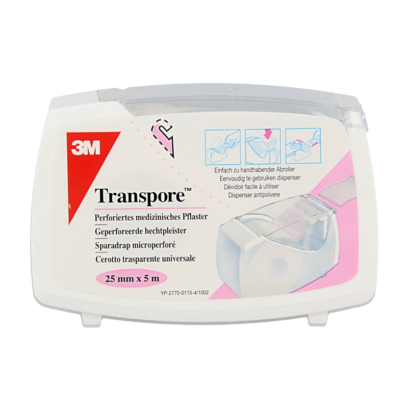3M Transpore hechtpleister 5m x 25mm 1 Stuks