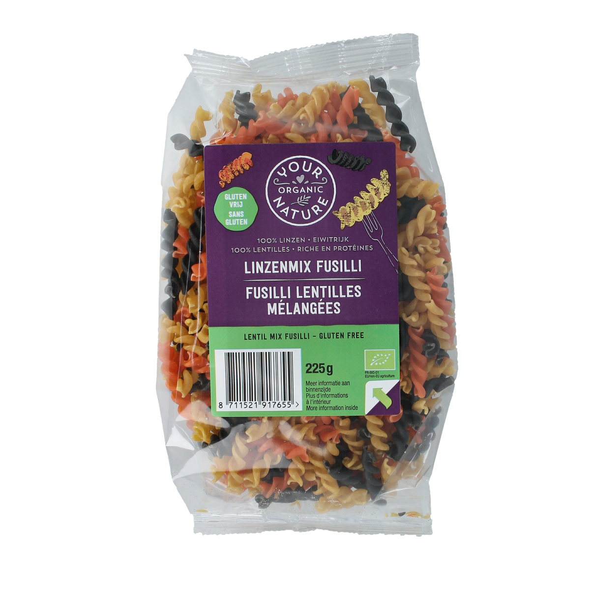 Your Organic Nature Linzen mix pasta bio 225.00 Gram