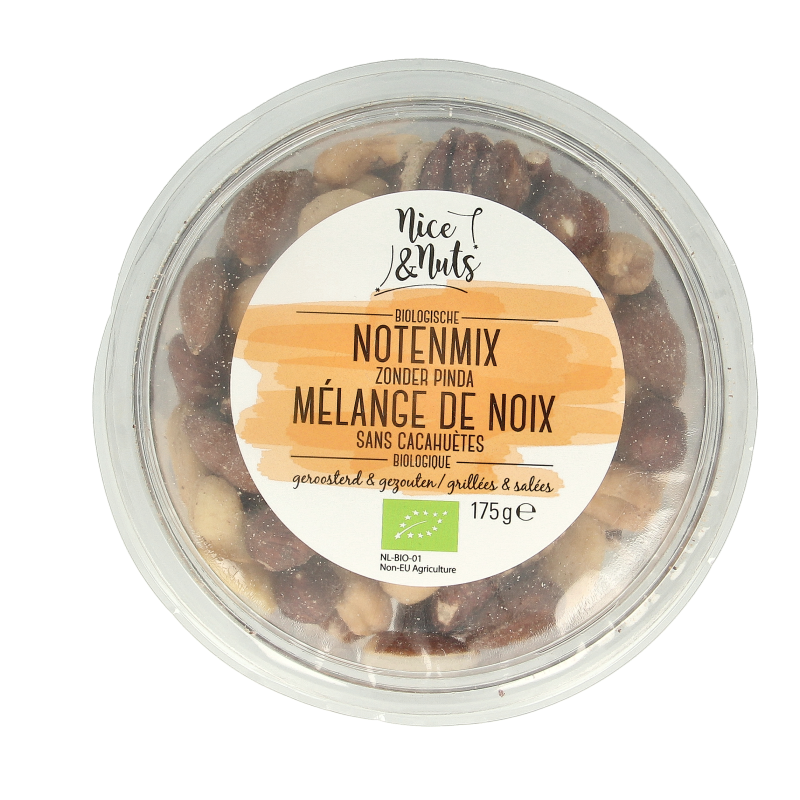 Nice & Nuts Notenmix zonder pinda met zeezout geroosterd bio 175 Gram