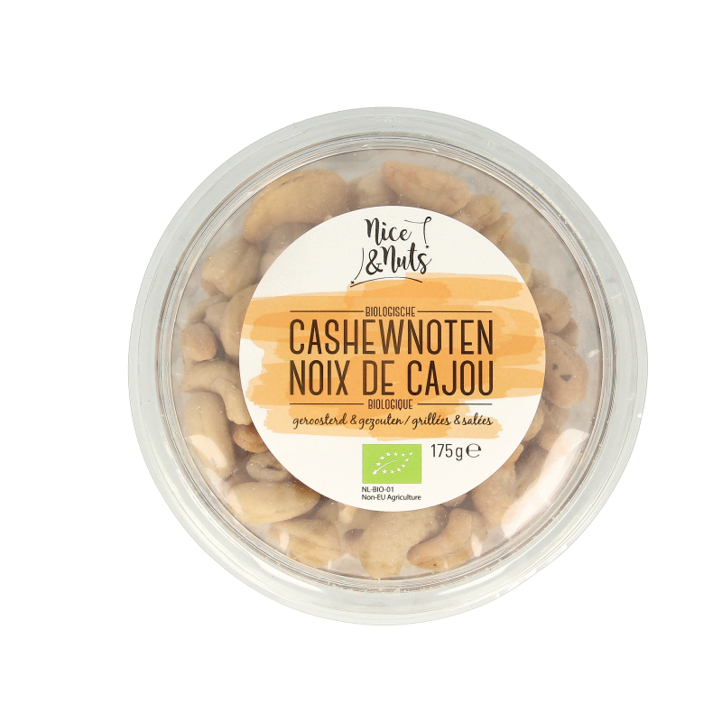 Nice & Nuts Cashewnoten met zeezout geroosterd bio 175 Gram