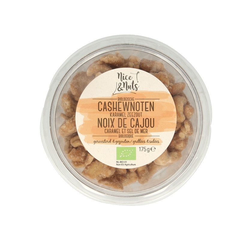 Nice & Nuts Cashewnoten karamel zeezout geroosterd bio 175 Gram