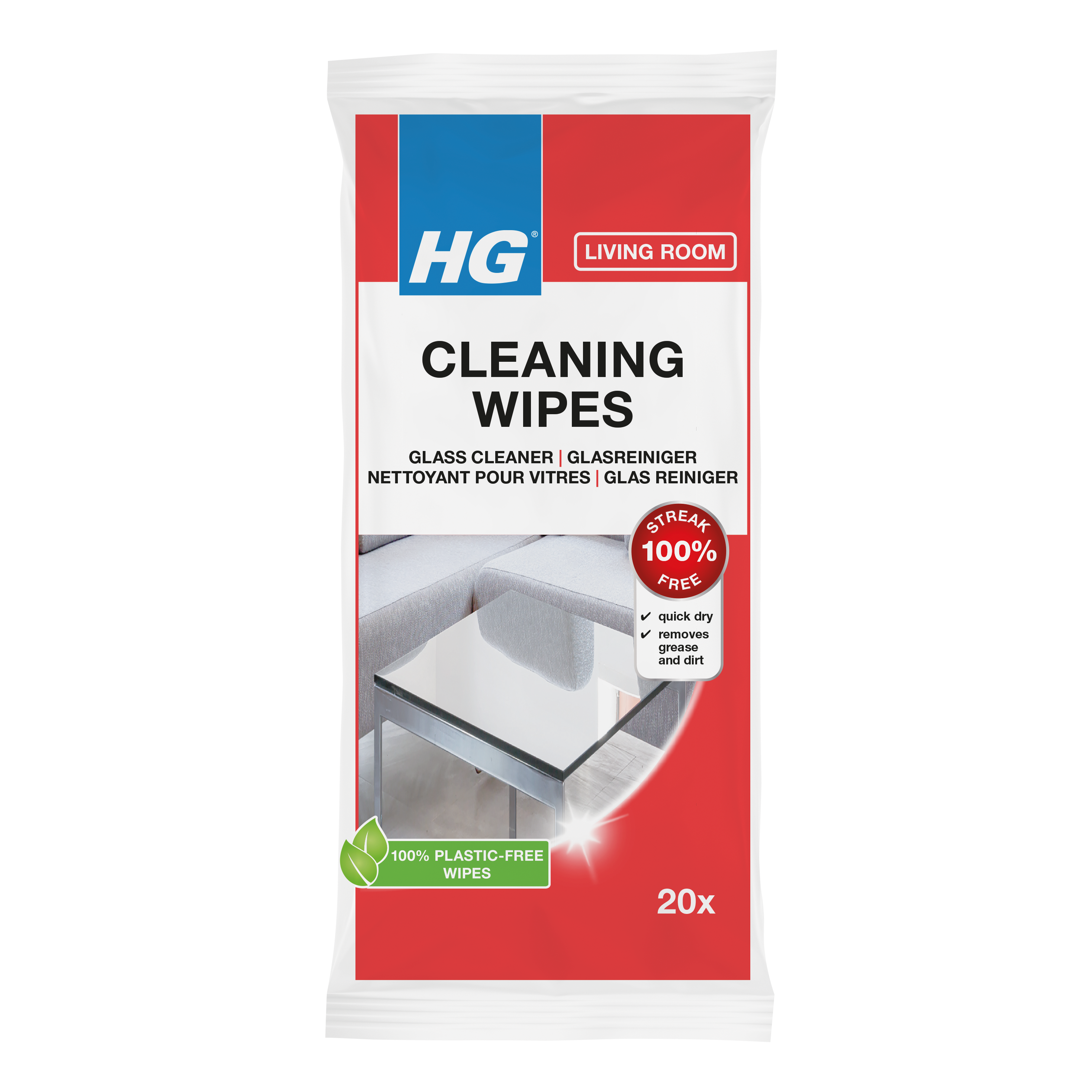 HG Glasreiniger wipes 20.00 Stuks