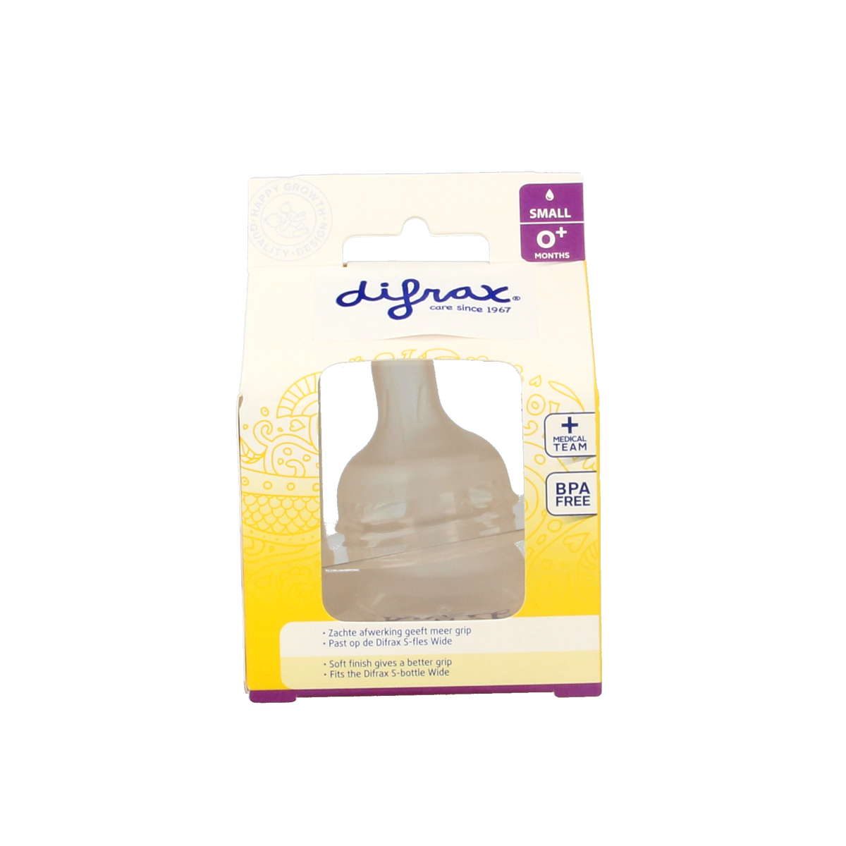 Difrax Flesspeen soft breed small  2.00 Stuks