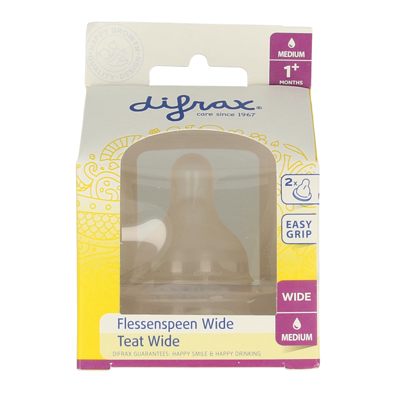 Difrax Flesspeen soft breed medium 2 Stuks