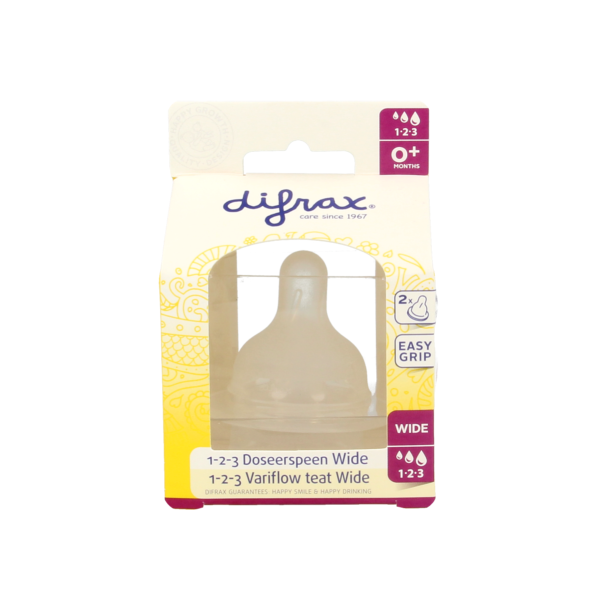 Difrax Flesspeen soft breed 1-2-3  2.00 Stuks