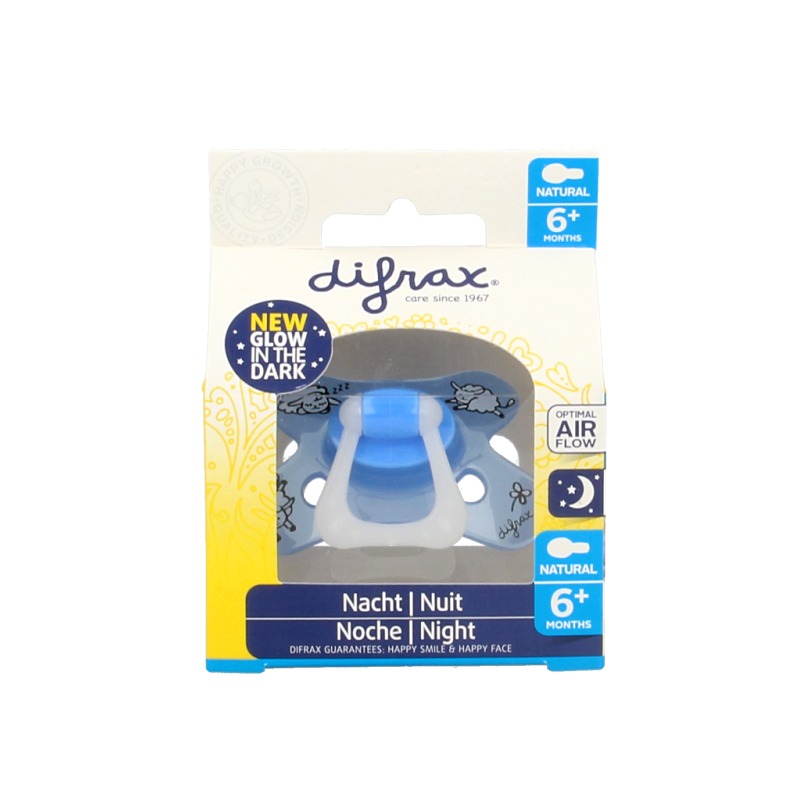 Difrax Fopspeen natural 6+ maanden nacht 1 Stuks