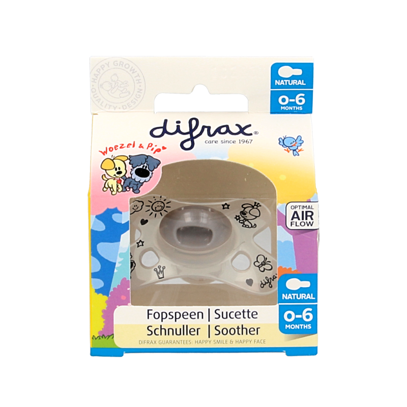 Difrax Fopspeen natural 0-6 maanden Woezel & Pip  1 Stuks