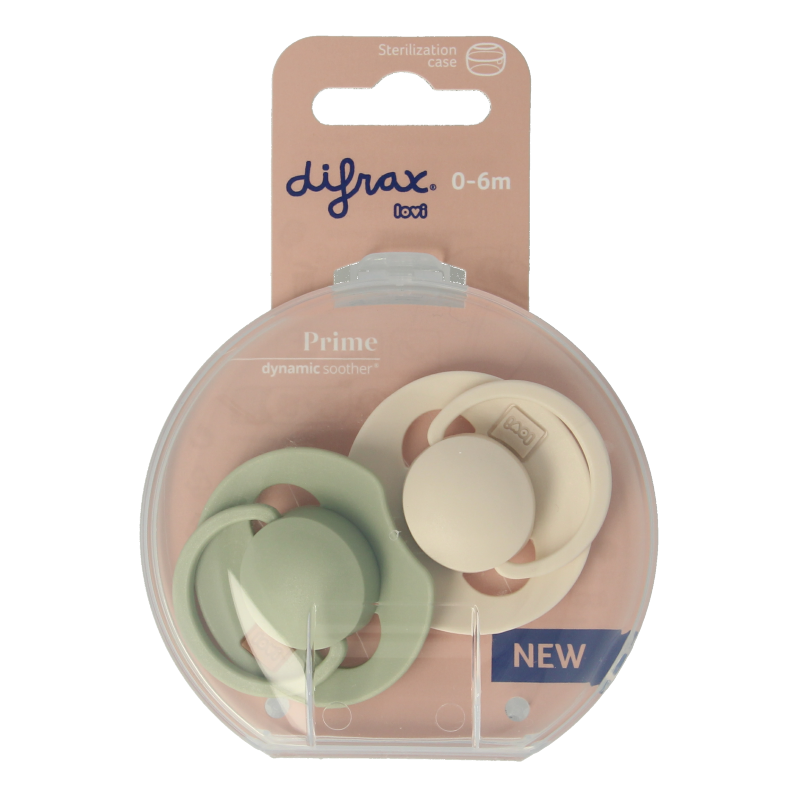 Difrax Fopspeen prime 0-6 maanden assorti 2 Stuks