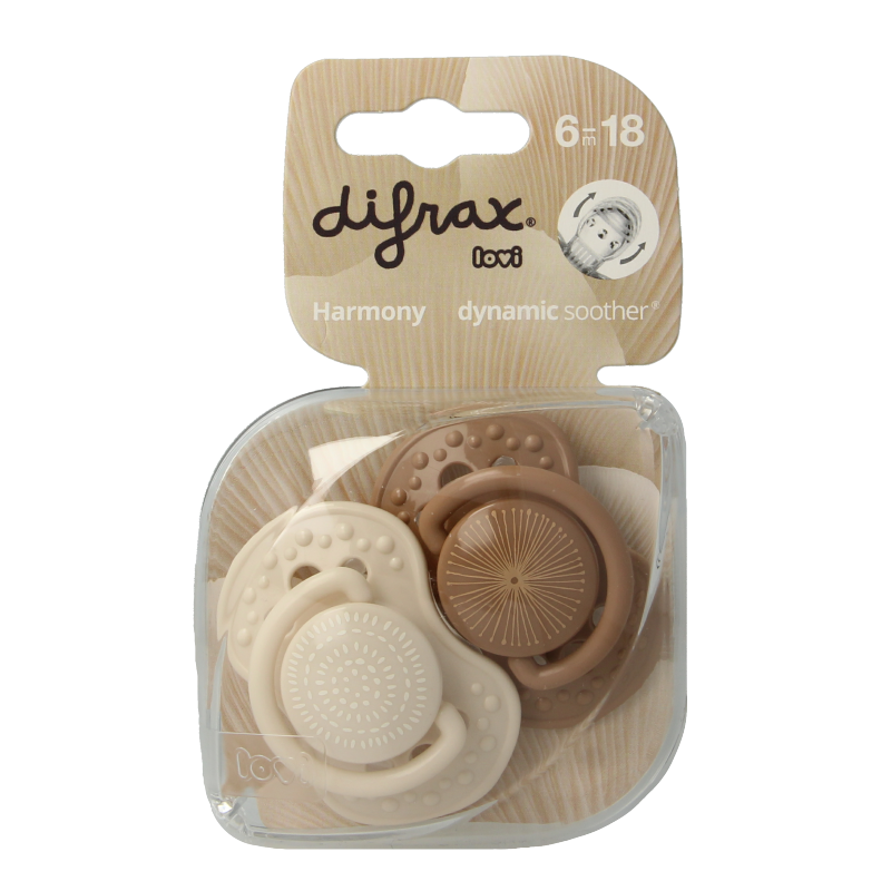 Difrax Lovi fopspeen harmony 6-20 maanden assorti 2 Stuks