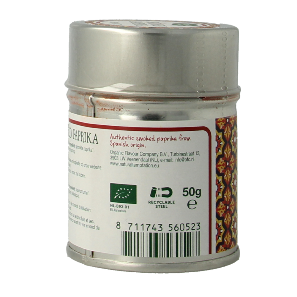 Natural Temptation Smoked paprika blikje bio 50.00 Gram