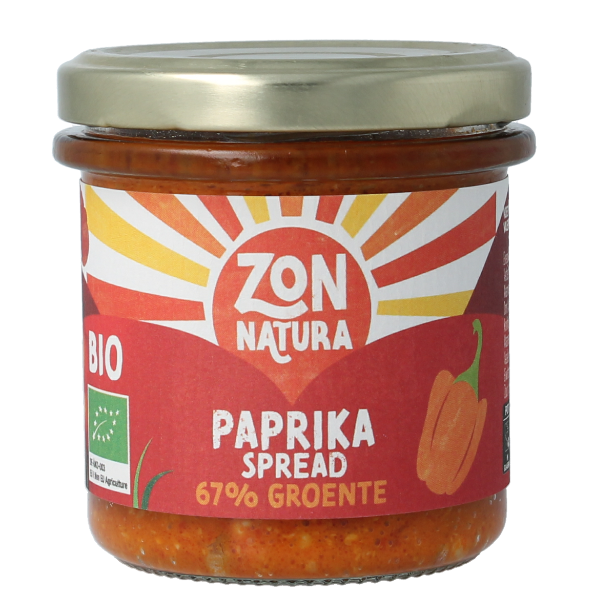 Zonnatura Groentespread paprika bio 135.00 Gram