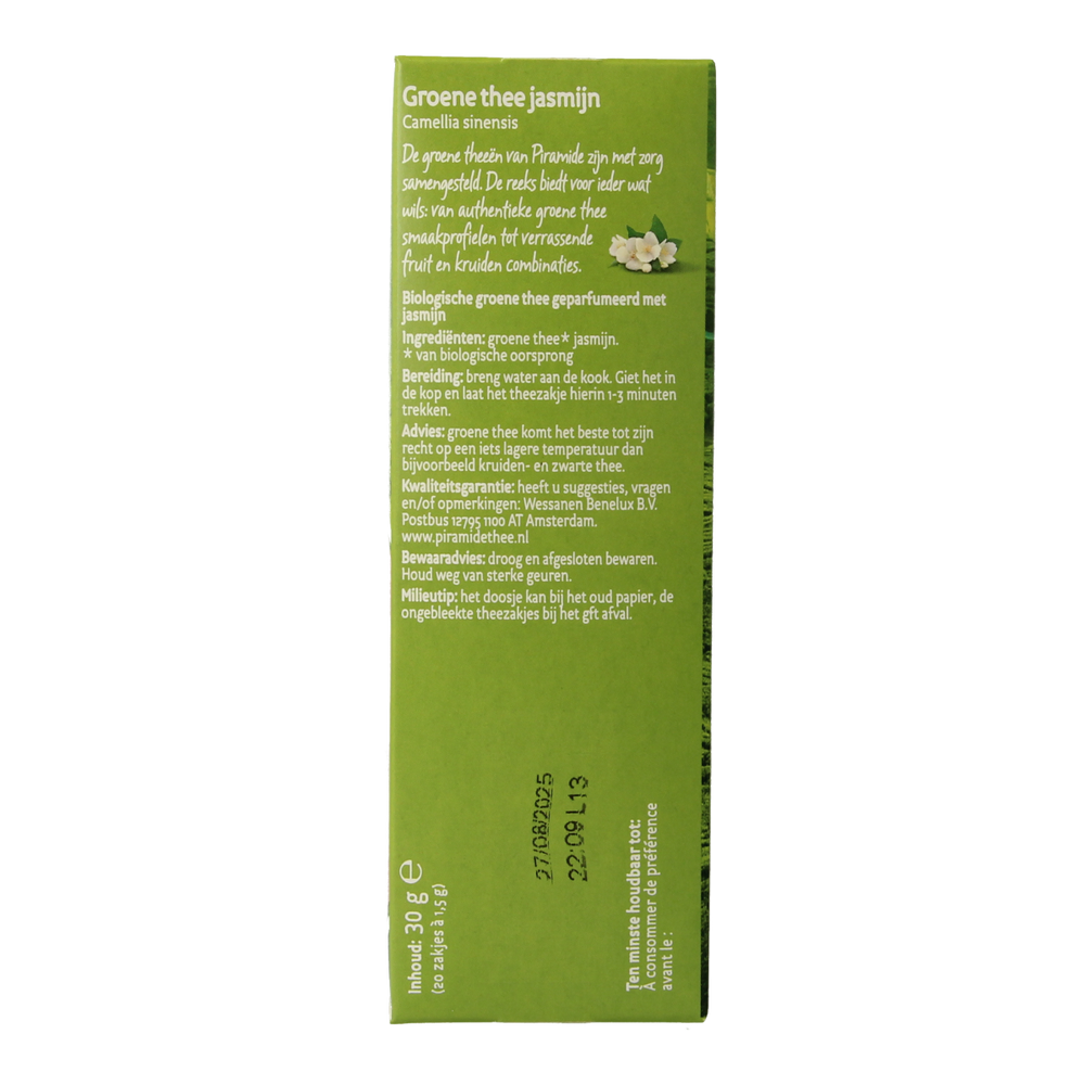 Piramide Groene thee & jasmijn eko bio 20.00 Zakjes