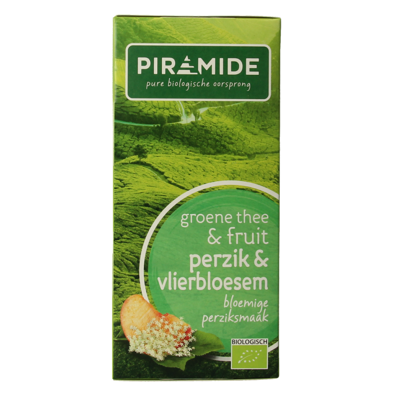 Piramide Groene thee perzik vlierbloesem bio 20 Zakjes