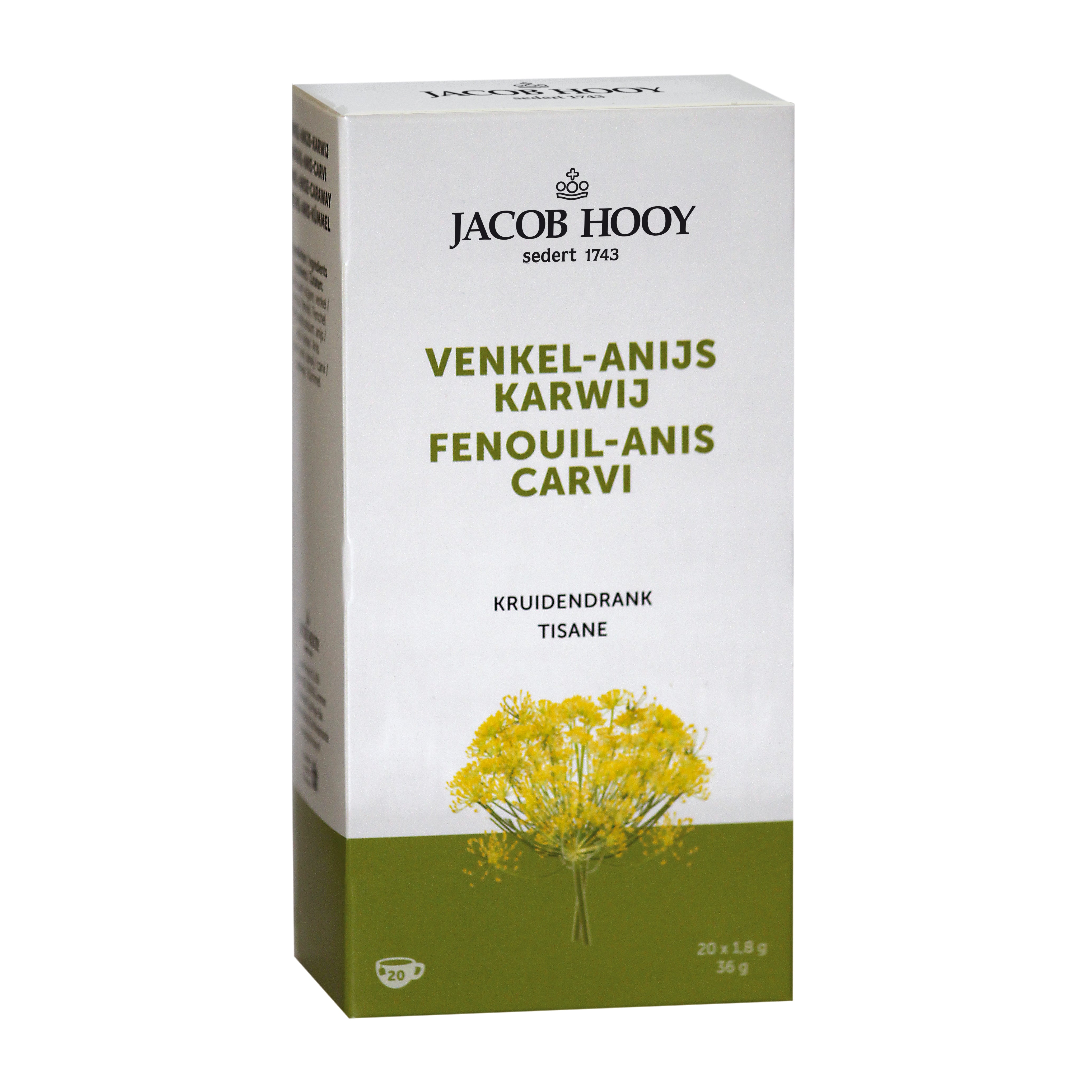 Jacob Hooy Venkel/anijs/karwij thee gold 20 Zakjes