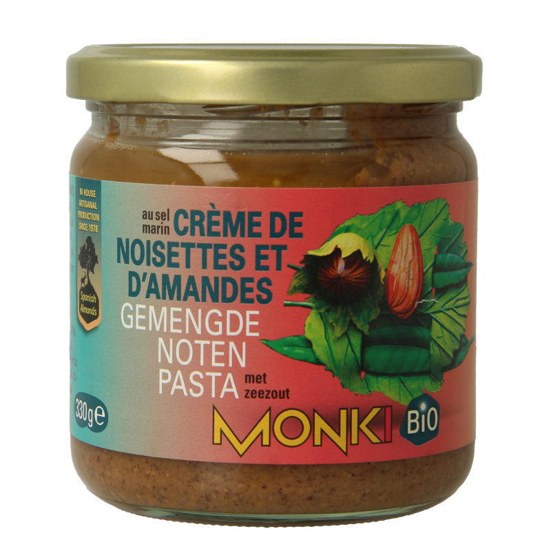 Monki Gemengde notenpasta met zout eko bio 330 Gram