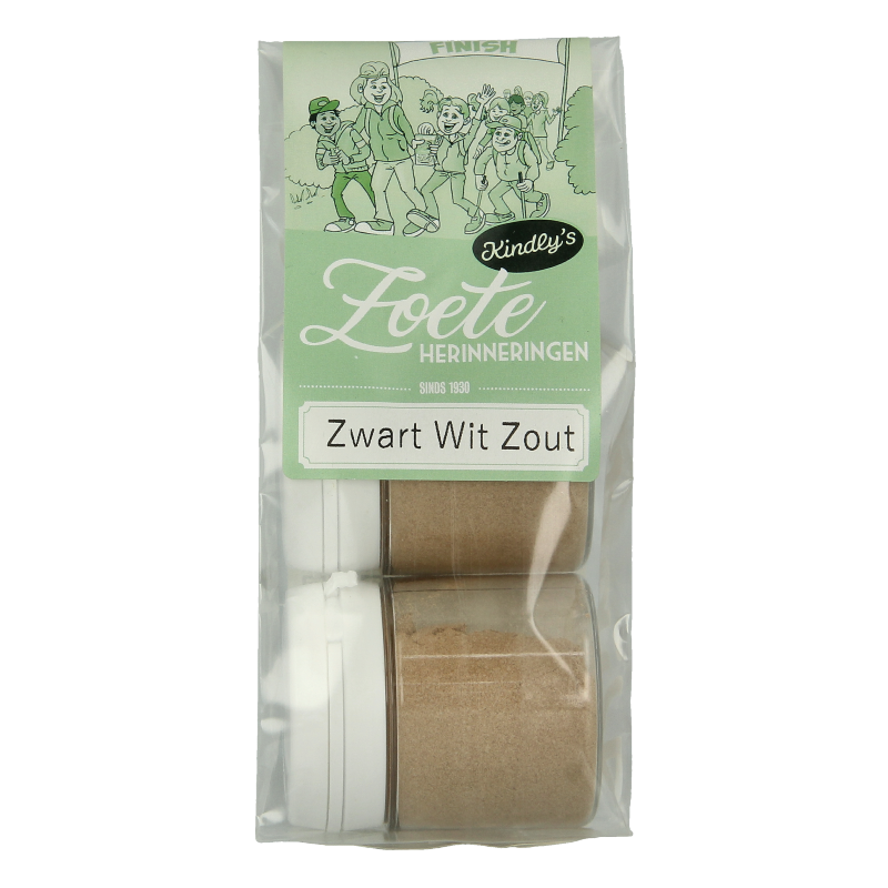 Kindly's Zwart wit potjes zout 25 gram 2 Stuks