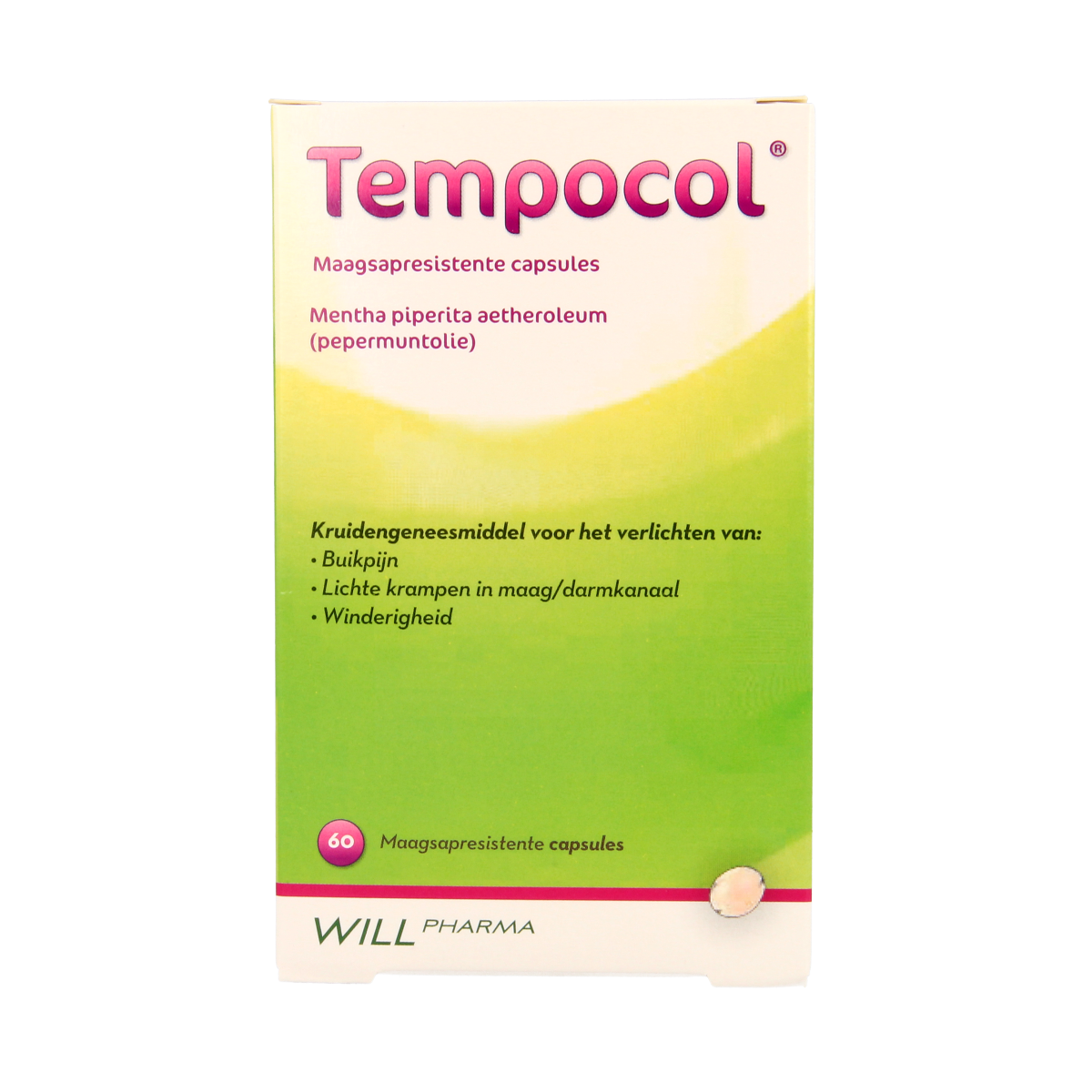 Tempocol Maagsapresistente pepermunt 182mg 60.00 Capsules
