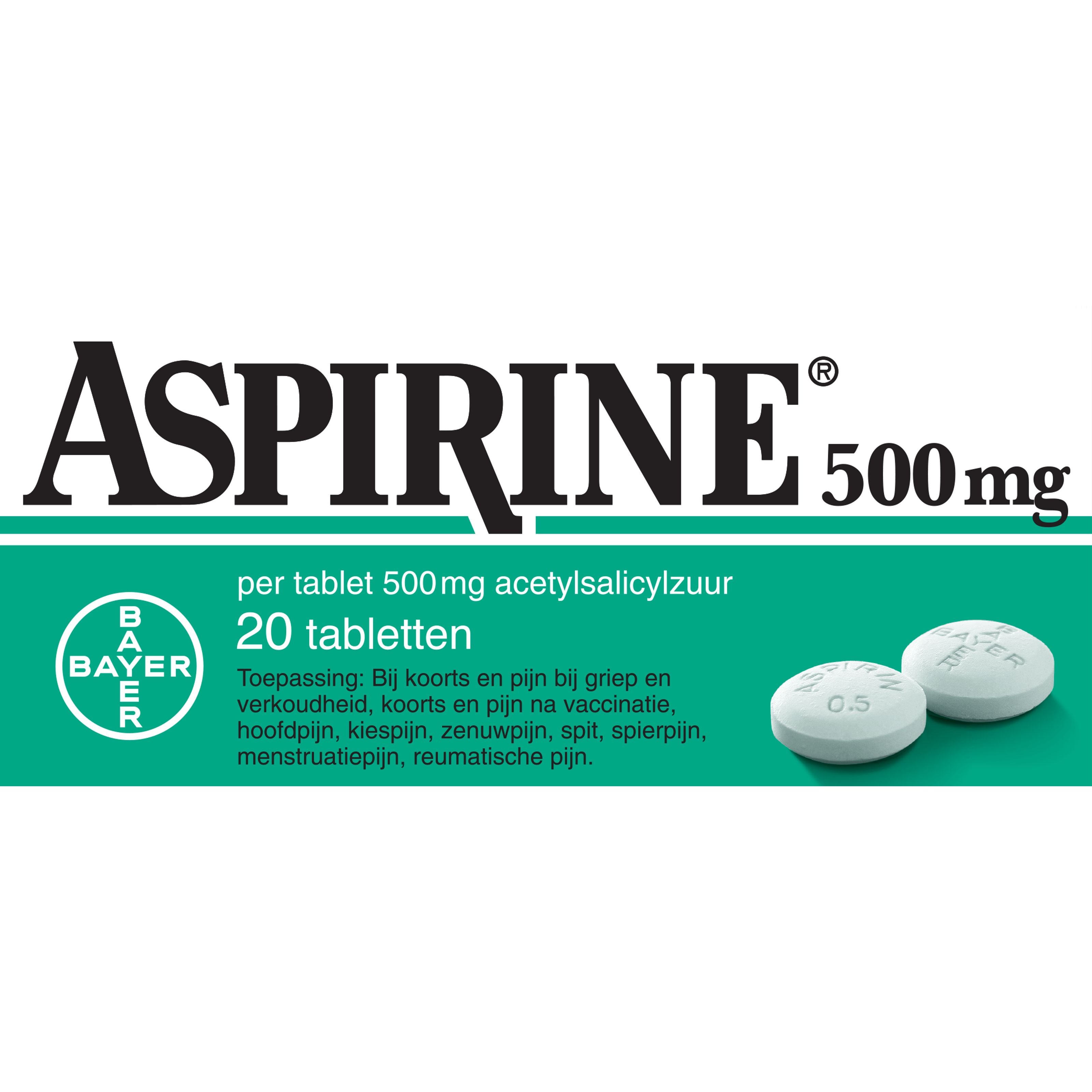 Aspirine Acetylsalicylzuur 500mg 20.00 Tabletten