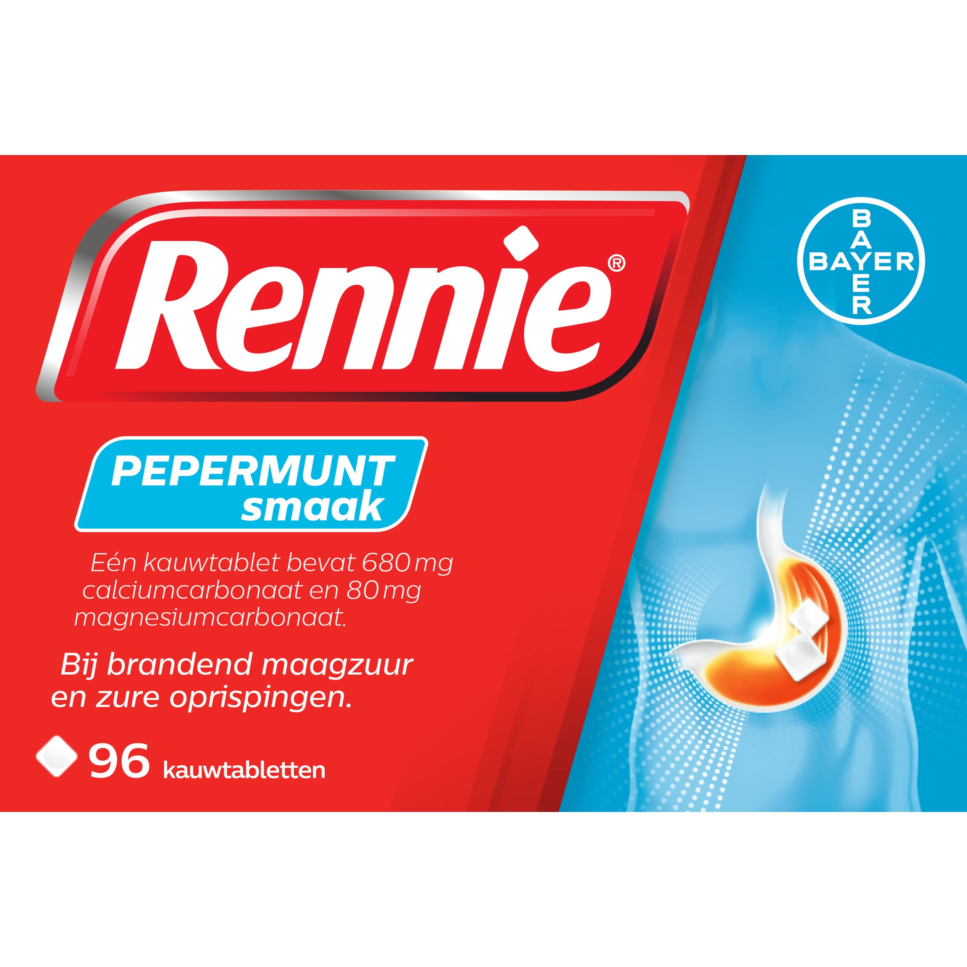 Rennie Pepermunt 96 Kauwtabletten