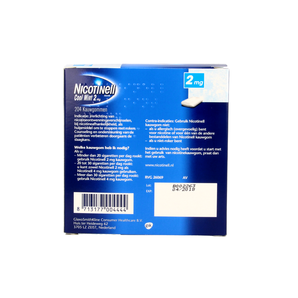 Nicotinell Kauwgom cool mint 2mg 204.00 Stuks