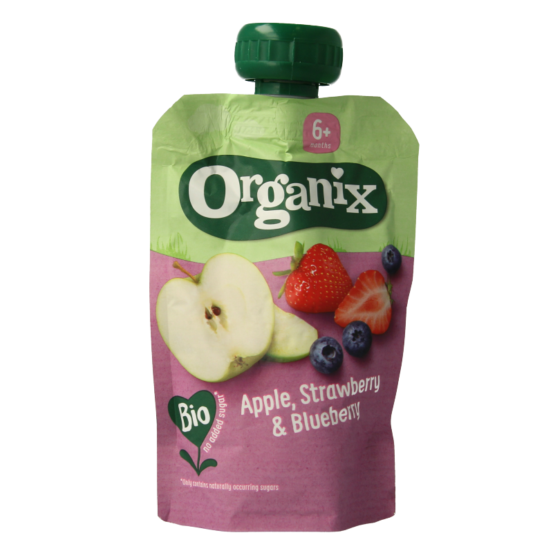 Organix Knijpfruit appel, aardbei en bosbessen 6+M bio 100 Gram