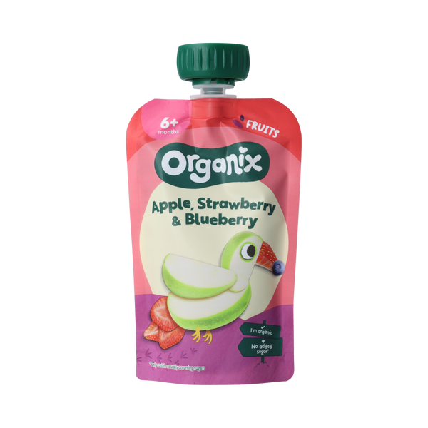 Organix Knijpfruit appel, aardbei en bosbessen 6+M bio 100.00 Gram