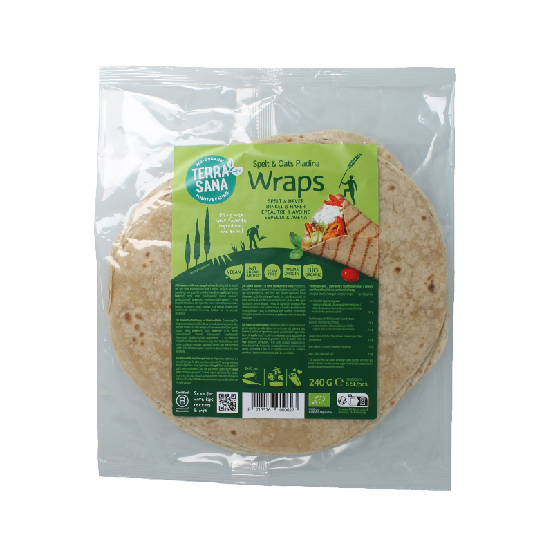 TerraSana Piadina wraps spelt en haver bio 240 Gram