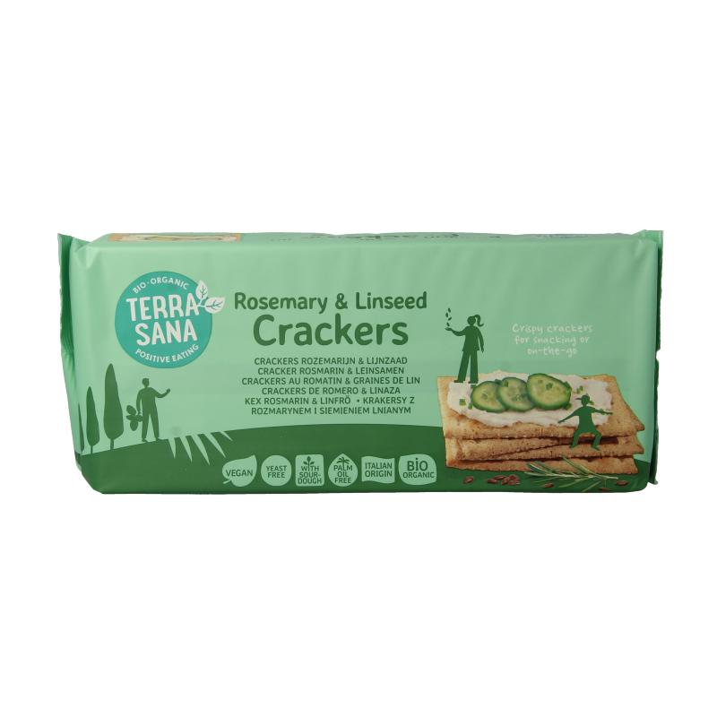 TerraSana Crackers rozemarijn & lijnzaad bio 250 Gram
