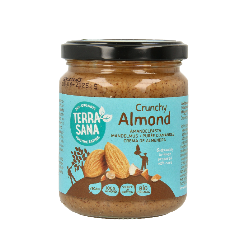 TerraSana Amandelpasta bruin crunchy bio 250 Gram