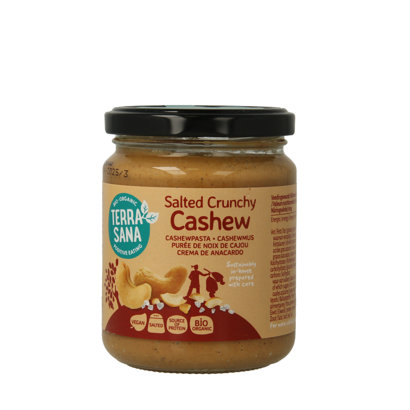 TerraSana Cashewpasta crunchy met himalayazout bio 250 Gram