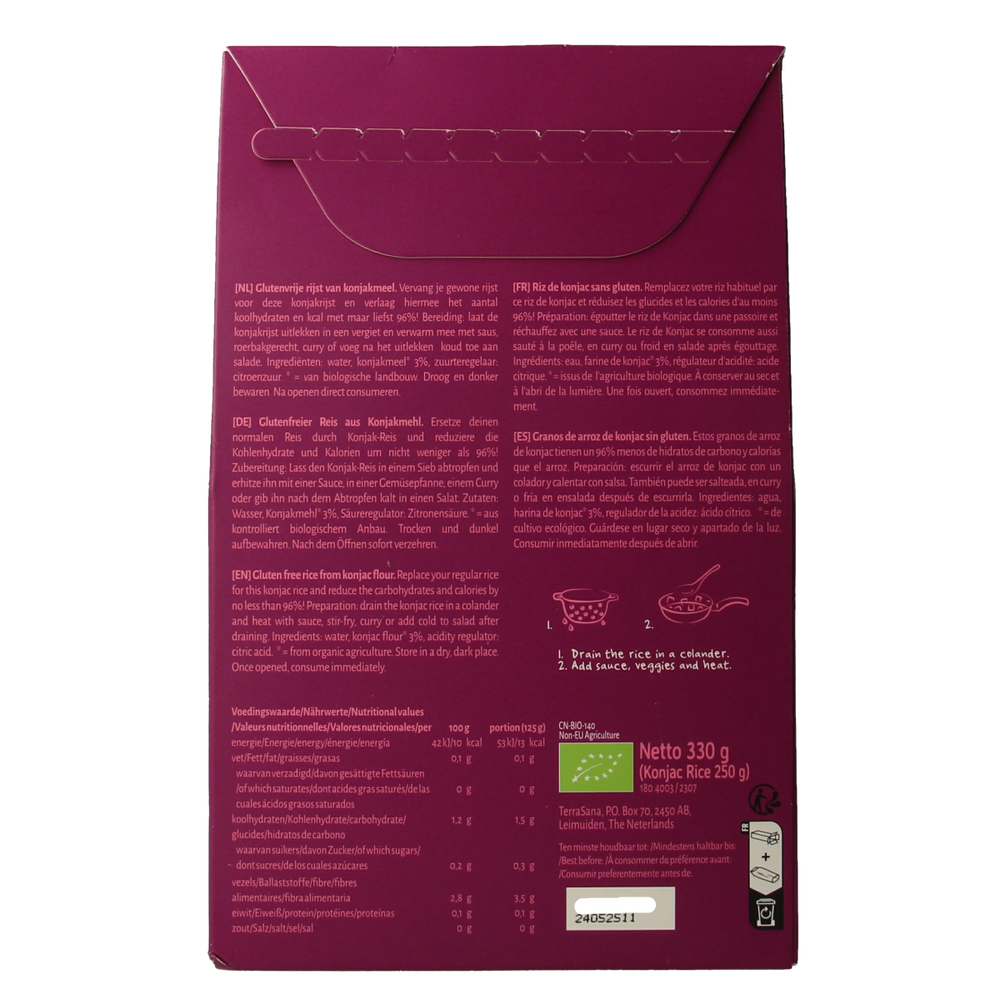 TerraSana Konjac rijst bio 250.00 Gram