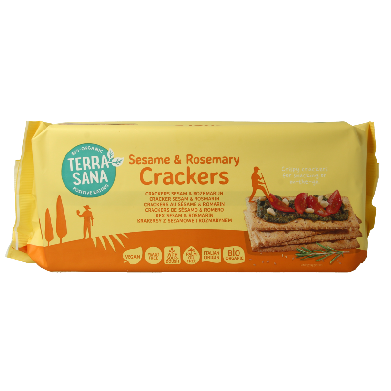 TerraSana Crackers sesam & rozemarijn bio 250 Gram