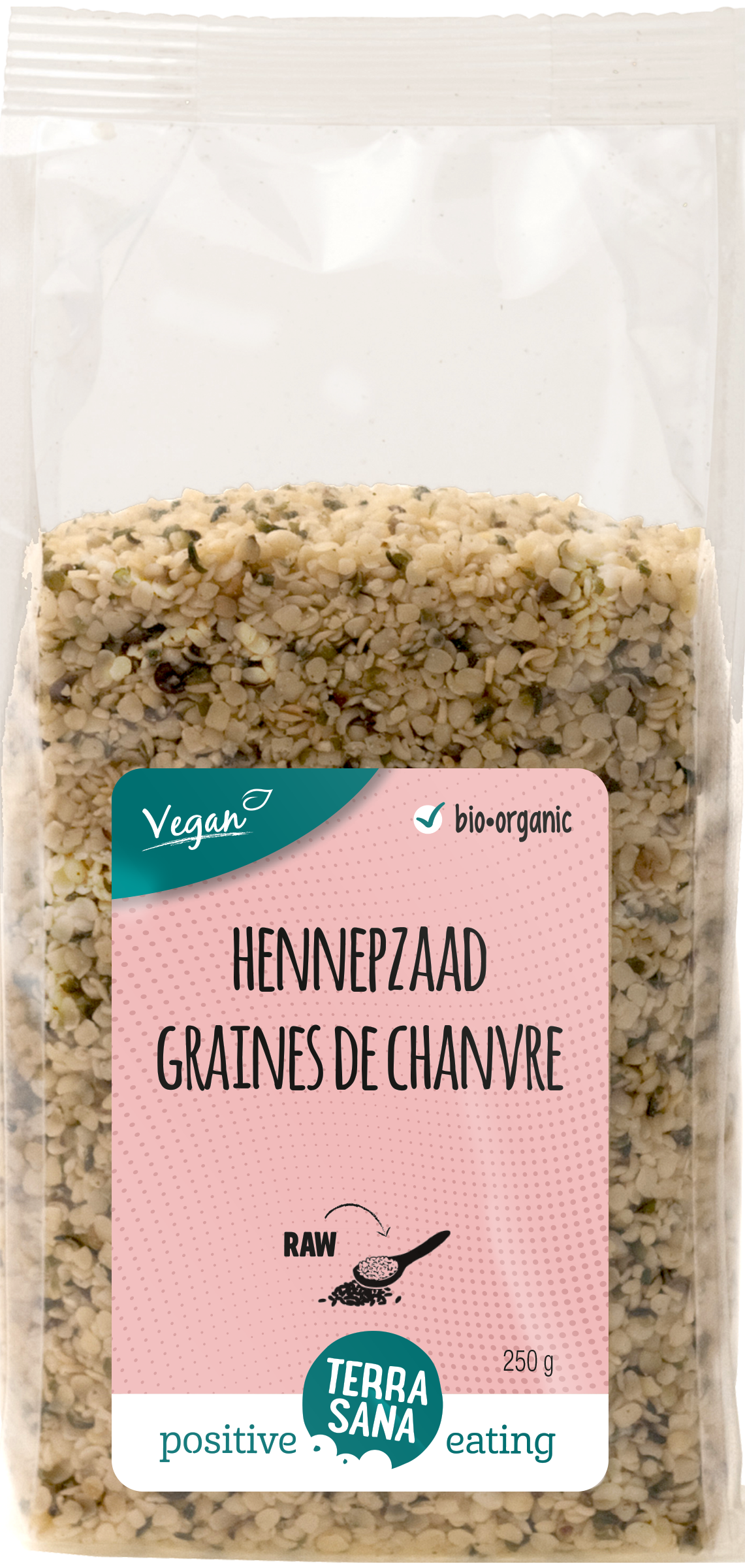 TerraSana RAW Hennepzaad gepeld bio 250.00 Gram