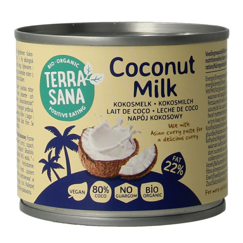 TerraSana Kokosmelk 22% vet bio 200 Milliliter