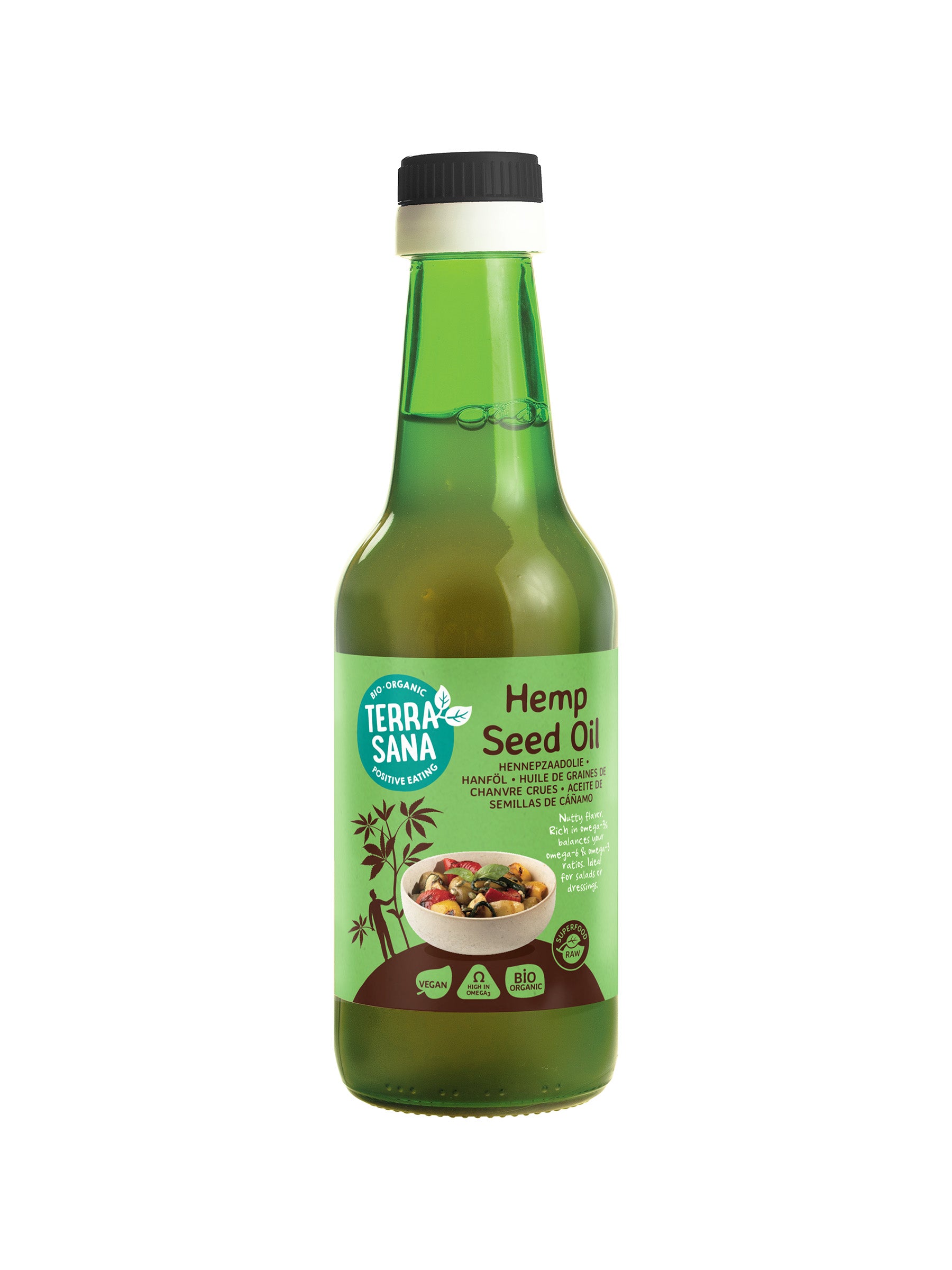 TerraSana Raw hennep olie koudgeperst in glas bio 250.00 Milliliter