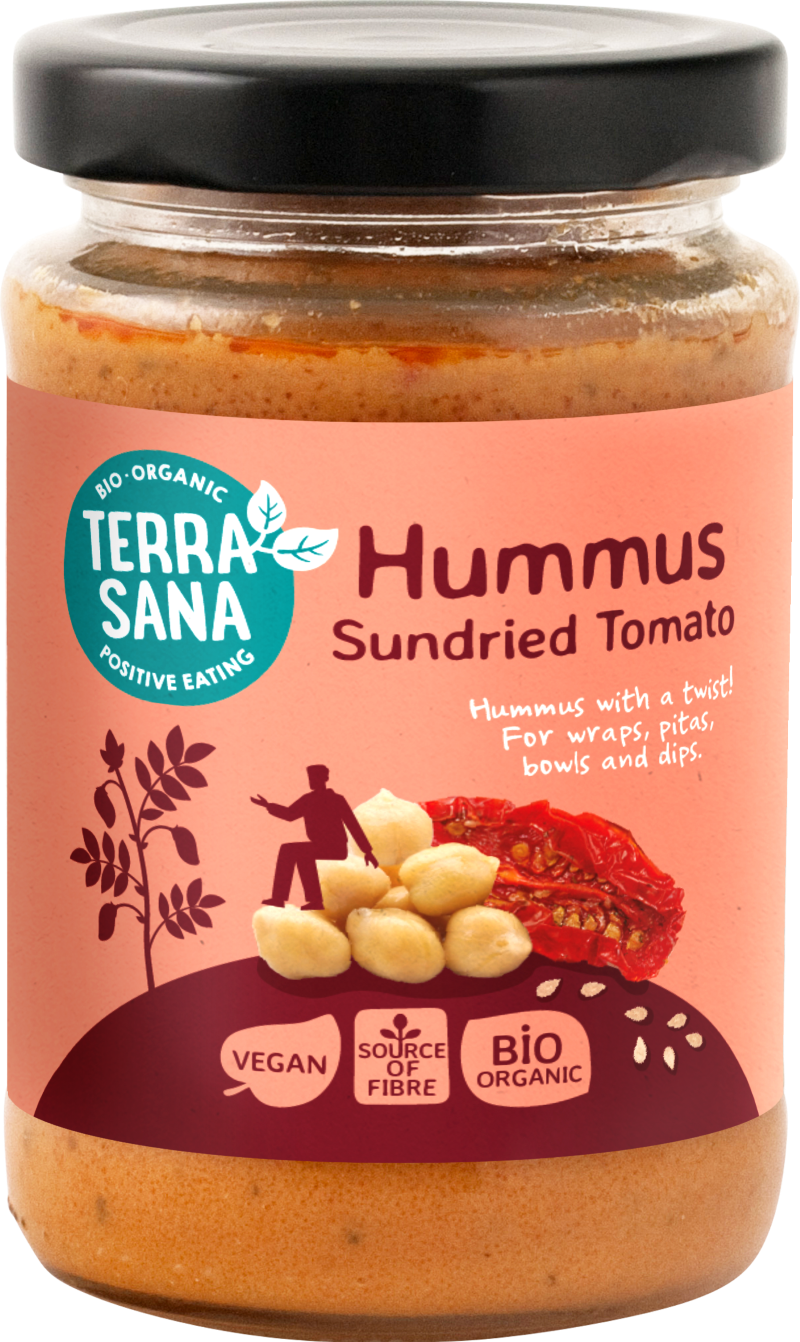 TerraSana Hummus spread zongedroogde tomaat bio 190 Gram