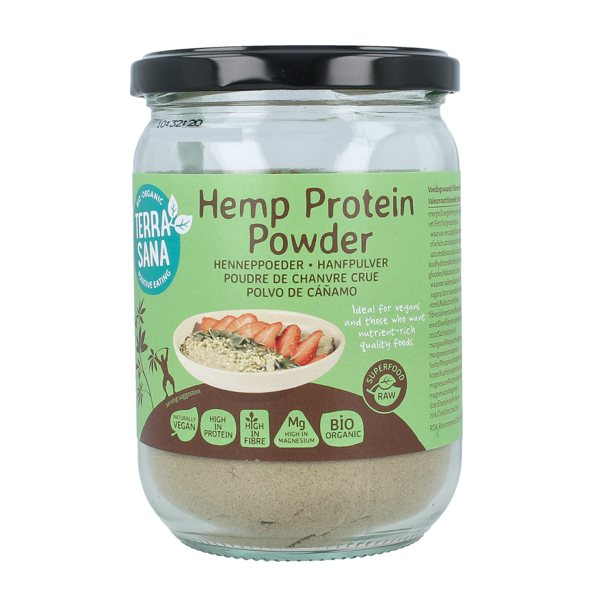 TerraSana Raw hennep protein poeder in glas bio 200.00 Gram