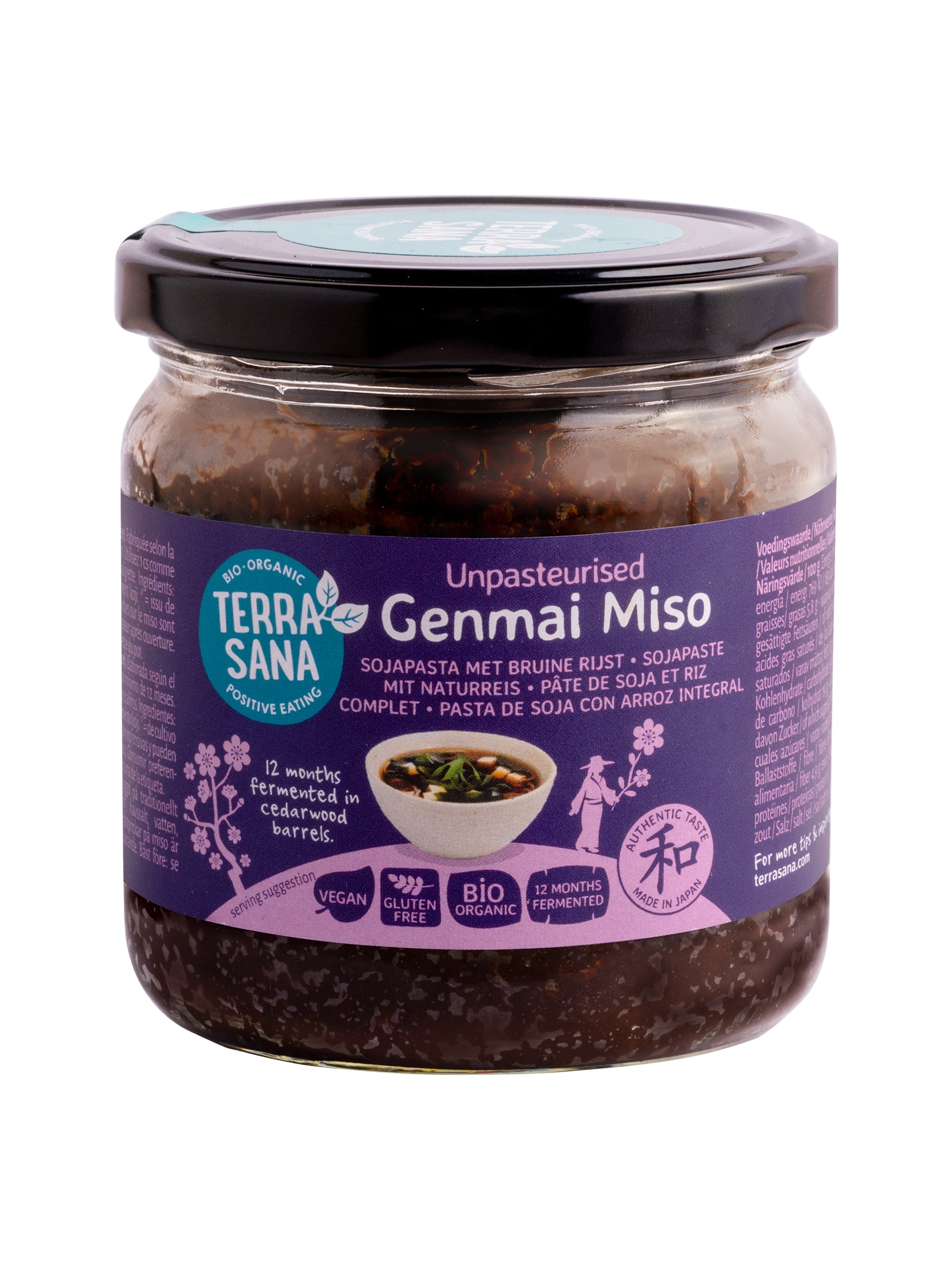 TerraSana Genmai miso ongepasteuriseerd glas bio 350 Gram