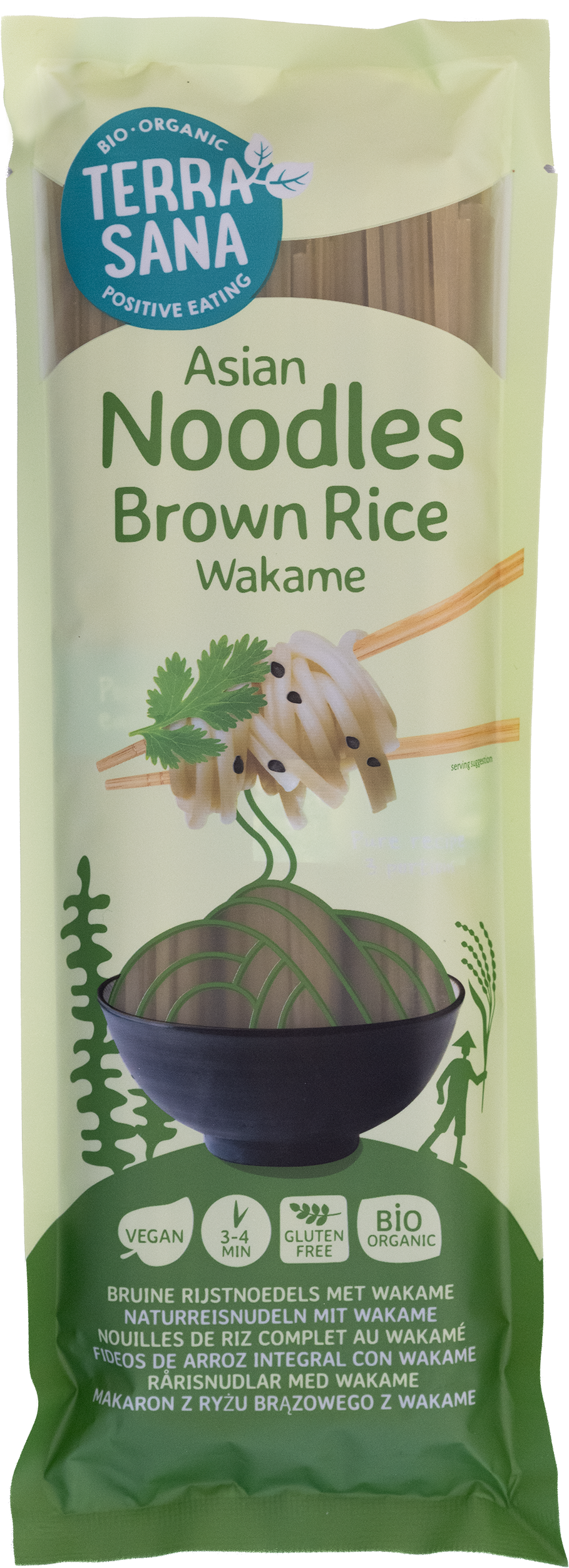 TerraSana Bruine rijstnoedels met wakame bio 250.00 Gram
