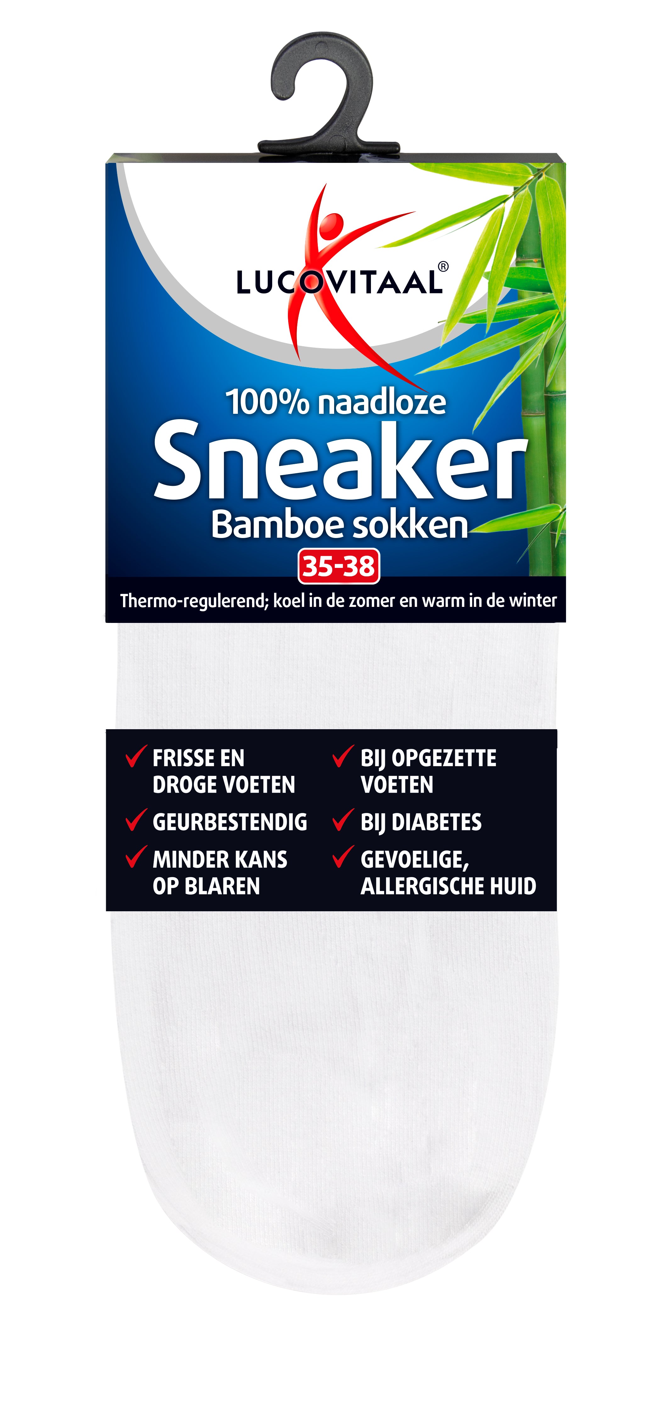 Lucovitaal Bamboe sneakersok wit maat 35-38 1 Paar