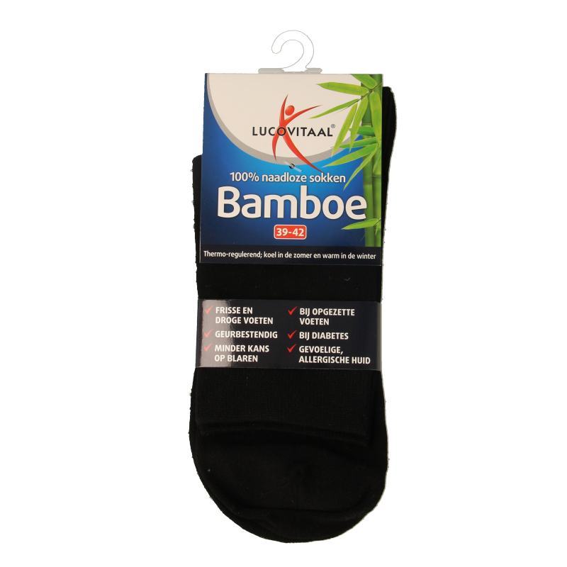 Lucovitaal Bamboe sok lang zwart  maat 39-42 1 Paar