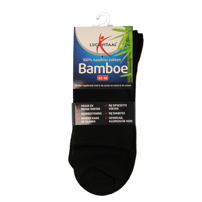 Lucovitaal Bamboe sok lang zwart  maat 43-46 1 Paar
