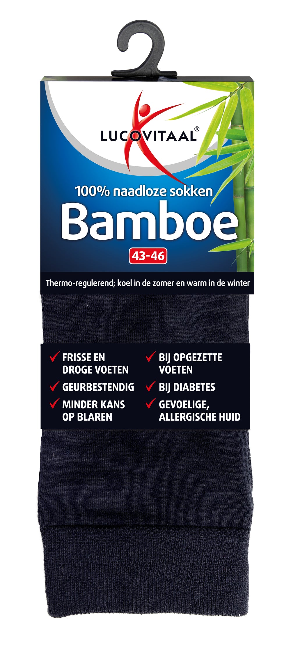 Lucovitaal Bamboe sok lang blauw  maat 43-46 1.00 Paar