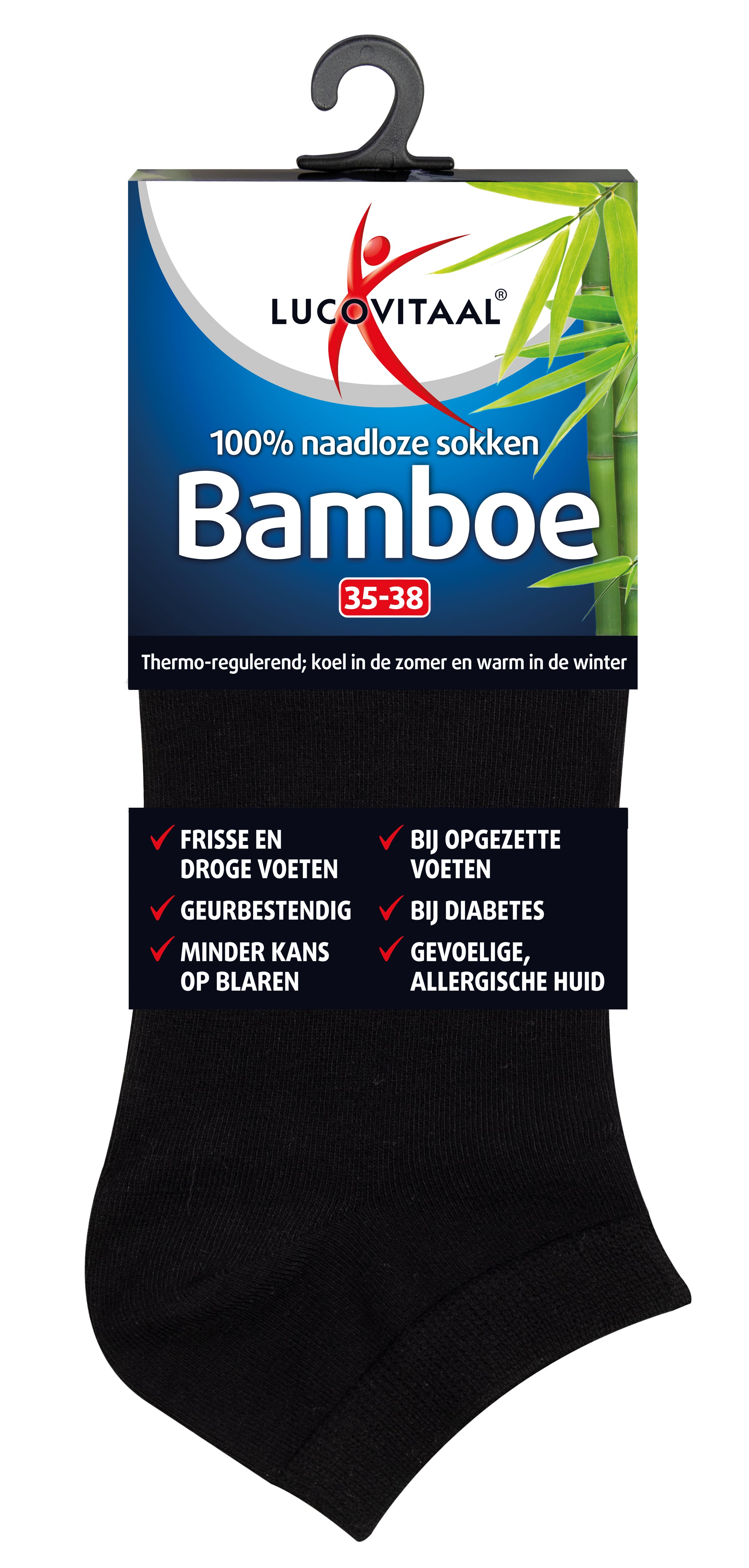 Lucovitaal Bamboe enkelsok zwart  maat 35-38 1.00 Paar
