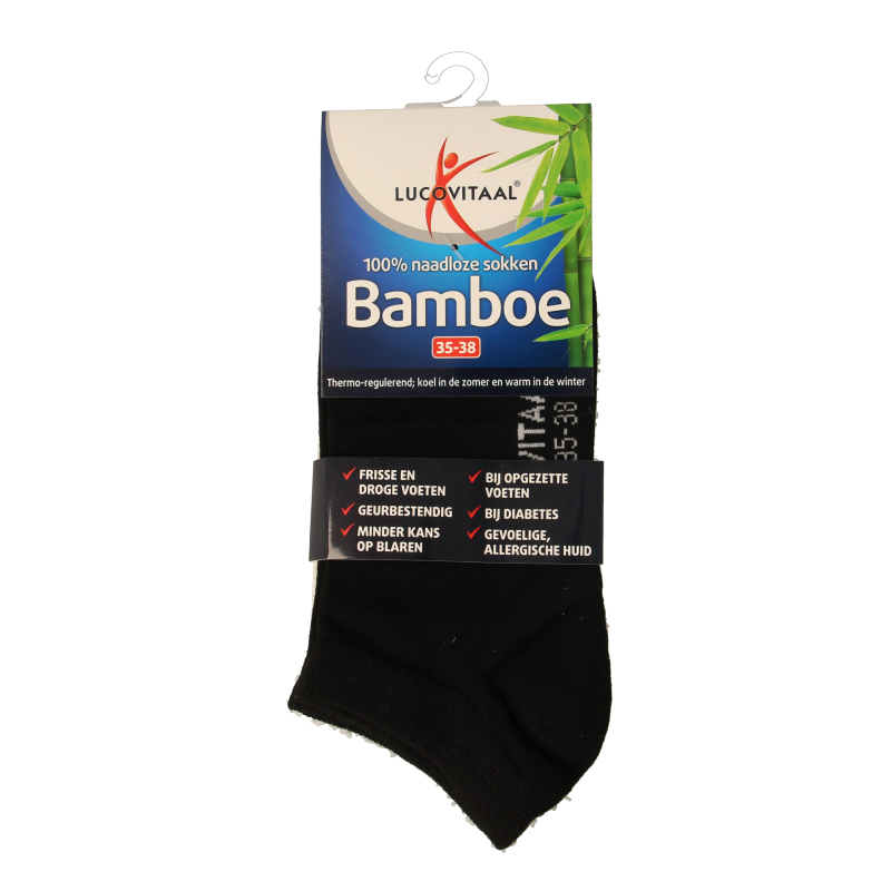 Lucovitaal Bamboe enkelsok zwart  maat 35-38 1 Paar